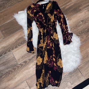 Free people midi wrap dress with slit size large